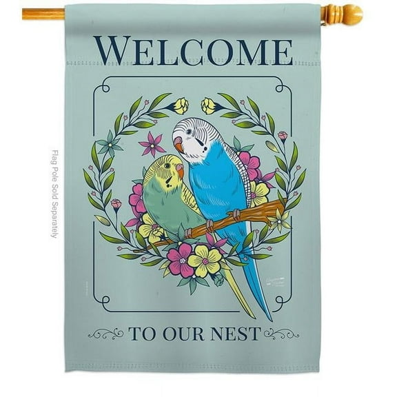 Angeleno Heritage H137217-BO Our Sweet Nest Animals Bird 28 x 40 in. Double-Sided Decorative Vertical House Flags for Decoration Banner Garden Yard Gift