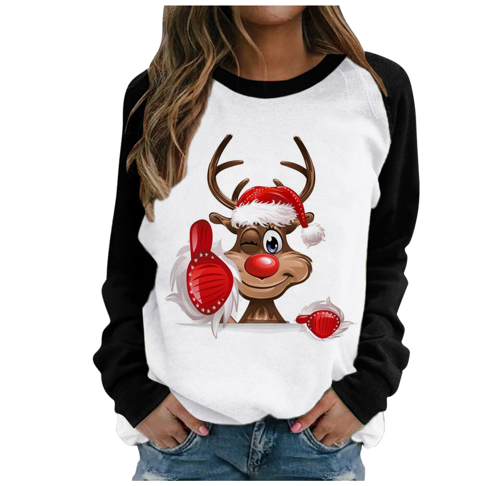 Xmas Holiday Sweatshirt Winter Women Jacket Graphic Printed Pullover Crew  Neck Blouse Long Sleeve Fashion Cardigan Mid Length Warm Coat - Walmart.com