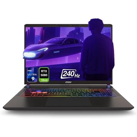 MSI Vector 16 HX AI Gaming Laptop, Intel Ultra 9-275HX, 64 GB DDR5 RAM, 2 TB PCIe SSD, 16" WQXGA (2560x1600) 240Hz Display, Nvidia G-Force RTX 5080, 24 Zone RGB Keyboard, W11 Pro, Cosmo Gray