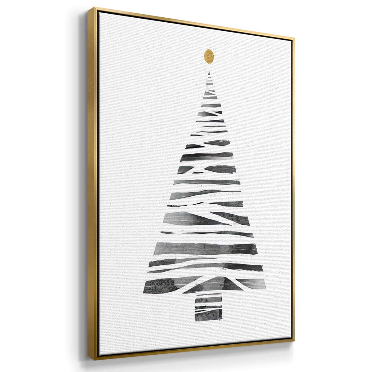 Christmas Tree I - Framed Gallery Wrapped Holiday Canvas - 17 x 25 - Gold Frame
