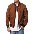 thumbnail image 1 of Faithtur Men's Bomber Flight Jacket Casual Patchwork Fall Winter Coats Zipper Closure Outwear, 1 of 5
