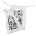 thumbnail image 2 of Safari Fabric Pouch Set of 2, White Tiger Wintertime Rare Animal Portrait Eyes Calm Noble Beast Photography, Drawstring Bag for Toiletries Masks and Favors, 9" x 6", Grey Black White, by Ambesonne, 2 of 2