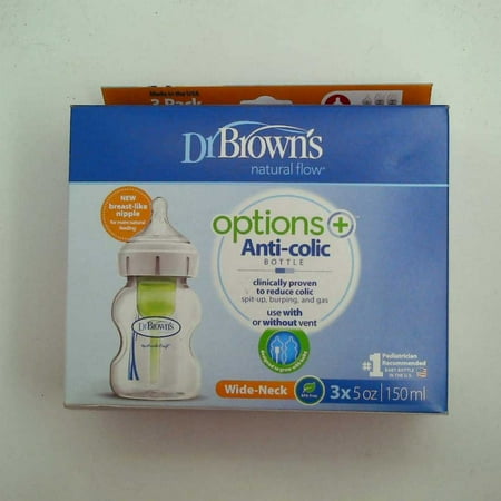 Dr. Brown's Options+ Wide-Neck Glass Baby Bottles, 5 Ounce, 3 (Best Way To Store Baby Bottles)