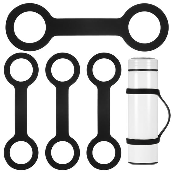 Uxcell Water Bottle Handle Carrier Strap [4PCS] - Makes Any Cup Handheld - [Black - Silicone - 9.52IN] Outdoor Essential Bottle Accessories