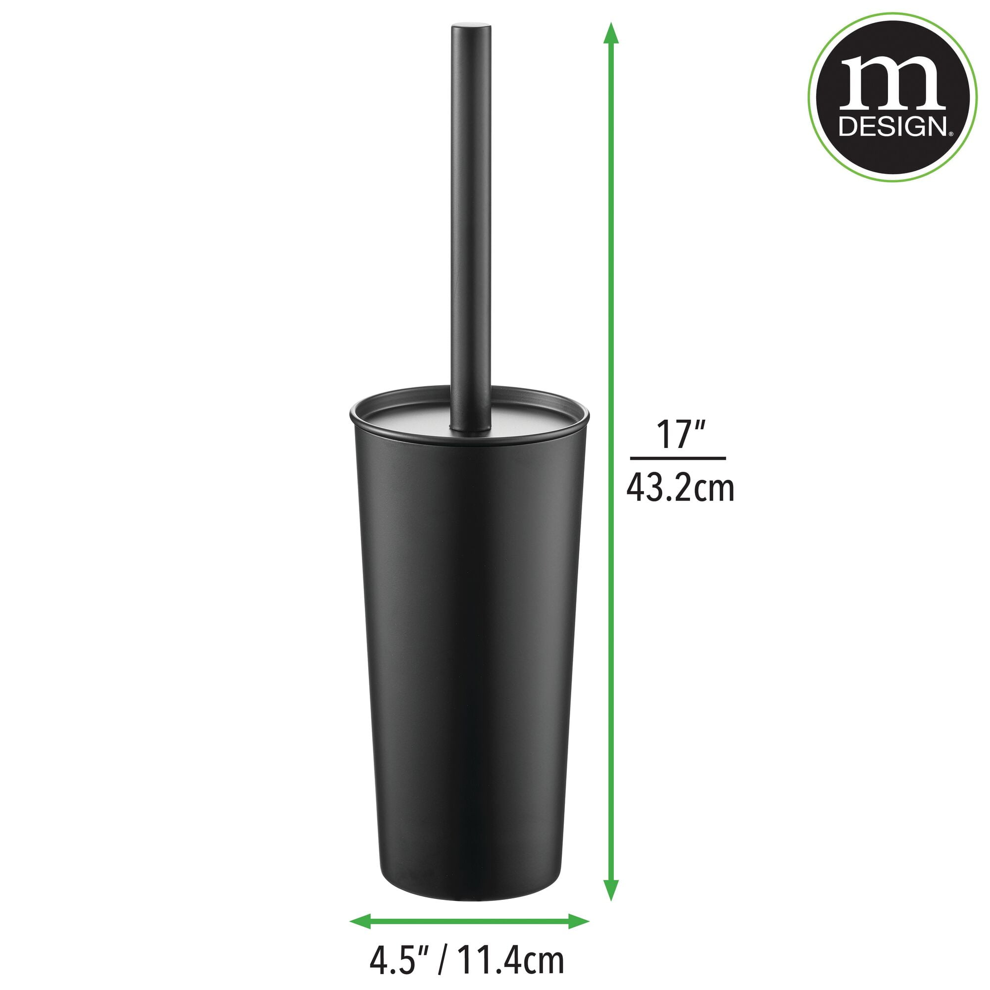 mDesign Steel Toilet Bowl Brush/Holder Bathroom Storage Combo - Black