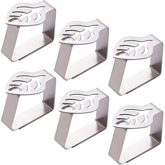 8pc 8PCS Stainless Steel Silver Thickened Strong Cloth Clip Tablecloth Clamp Holder Table Cover Clamps Table Cloth Holders Table Cloth Clips Holders for Outdoor and Indoor (Leaf)