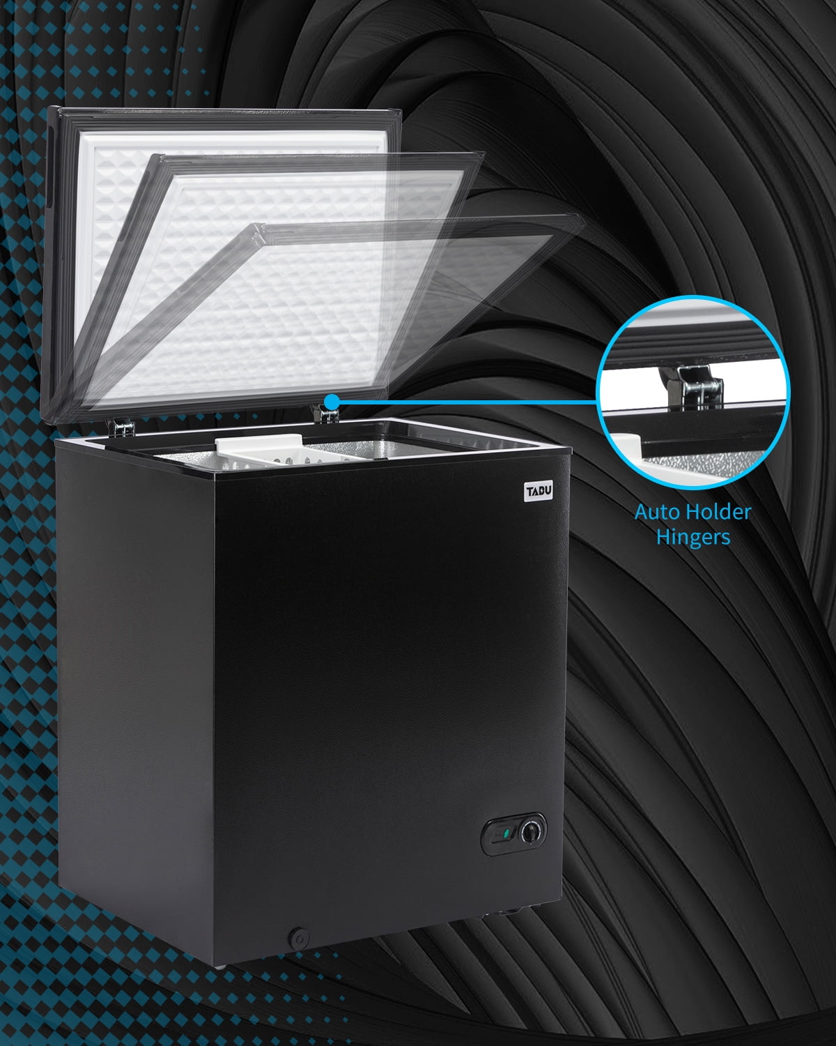 TABU 8.6 Cu Ft Chest Freezer, Deep Freezer with Removable Baskets, Adjustable Temperature,Black