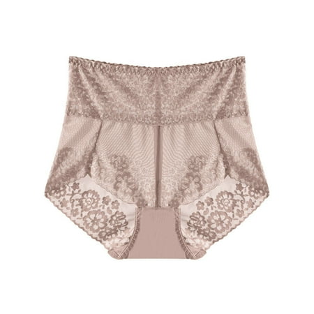 Lace Underwear Briefs for Women 1-Piece High Waist Panty Lightweight Breathable See-Through Panties (XX-Large  Khaki)