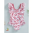 thumbnail image 2 of Seyurigaoka Baby Girl Summer Swimsuits Heart Balloon Print Ruffles Flying Sleeve Swimwear Beachwear Bathing Suits, 2 of 8