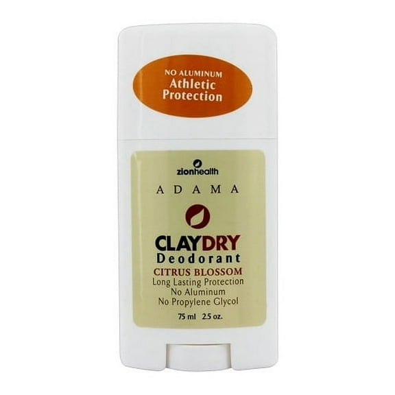Zion Health Adama Clay Dry Deodorant Stick, Citrus Blossom, 2.5 Oz