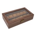thumbnail image 3 of Watch Box Organizer 12 Compartment Wood Grain Luxury Display Storage Case Ultra Smooth PU Leather Interior, 3 of 14