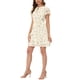 thumbnail image 4 of Vestido de gasa floral con volantes y cuello en V para mujer, con mangas acampanadas y lazo, por encima de la rodilla, color crema blanco, 4 of 6