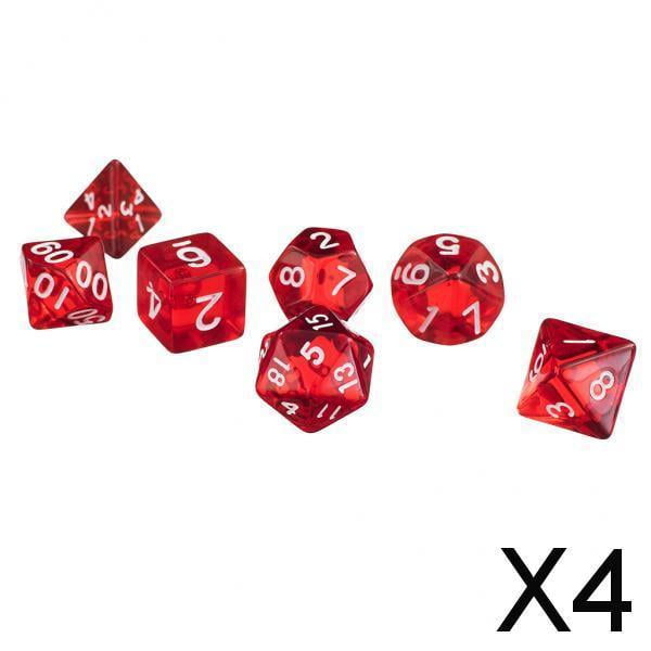 Juego de dados Baoblaze 4x7 Uds D4 D6 D8 D10 D12 D20 rojo 4 piezas