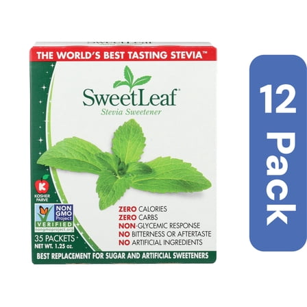 SweetLeaf Stevia Sweetener Packets 1 gram Plus 35 Count (Pack Of 12)