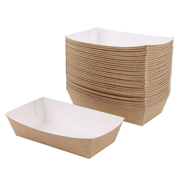 FELTECHELECTR 50Pcs Khaki Coated Paper Cake Storage Box for Baked Goods Boxes