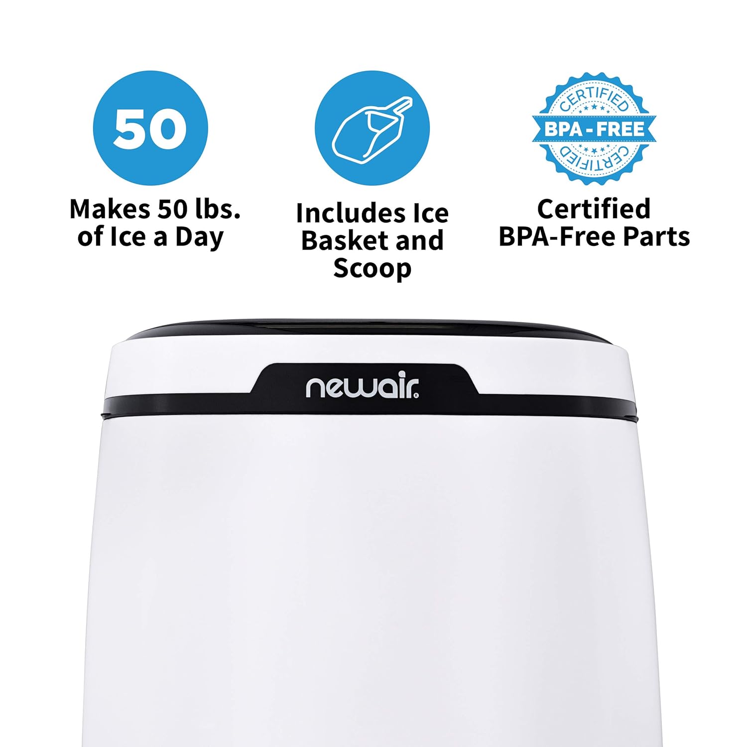 Restored Newair AI-250W-RB Countertop Ice Maker with One Button Operation, 50 lbs of Ice a Day, White (Refurbished)