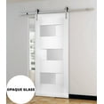 thumbnail image 3 of Modern Barn Door 32 x 80 inches Opaque Glass / Sete 6933 White Silk / Stainless Steel 6.6FT Rail Track Set / Solid Panel Interior Doors, 3 of 6