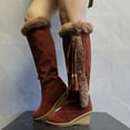 thumbnail image 4 of Wavsuf Winter Boots for Women on Flock Tie Hip with Fuzz Mid Calf Fashion Brown Shoes Size 38, 4 of 7