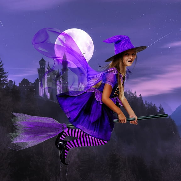 Halloween Witch Broom Plastic Witch Broom Props Witch Broom Party Decoration for Halloween Costume Decoration