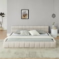thumbnail image 4 of King size Bed Frame with Thick Fabric,Upholstered Bed Frame with Headboard and Solid Frame. No Box Spring Needed Beige(88.5''*85.5''*24''), 4 of 10