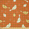thumbnail image 2 of Ambesonne Vintage Fabric by the Yard Microfiber, Birds with Heart Shapes, 5 Yards, Orange Yellow White, 2 of 2