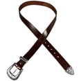 thumbnail image 3 of Western Style Mahogany Leather Belt 1.5" (38mm) wide (46), 3 of 7