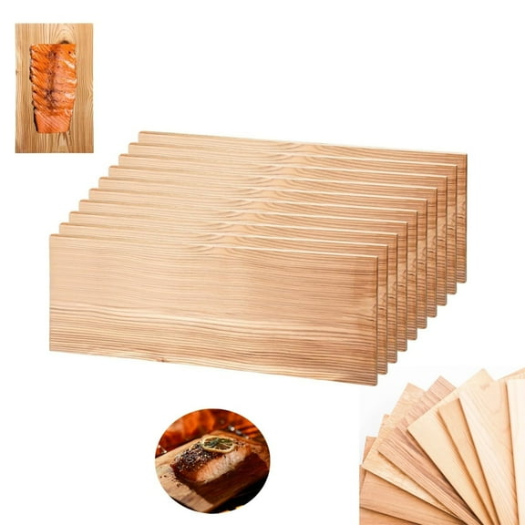 Cedar Salmon Grilling Planks,QZS Portable Cedar Planks for Home,12x5.7x0.3In,Adding Extra Flavor Fast Easy to Use,Pack of 10