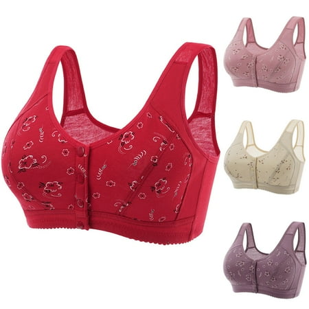 

Patlollav Womens Sexy Underwear Cotton Comfortable U-Shaped Back Front Snap Button Gathered Bras