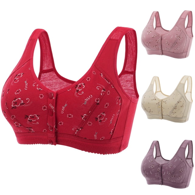 Lovzfmll Soutien-Gorge pour Femmes, Soutien-Gorge Léger Rehausseur Sans Armatures à Fermeture devant, Bretelles Standard Rehausseur à Enfiler Extensible Soutien-Gorge à Agrafes 4 Rangées