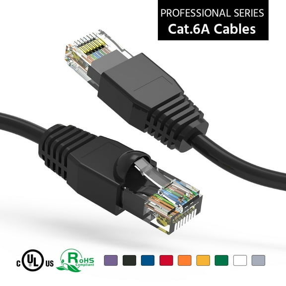 ACCL 75Ft Cat6A UTP Ethernet Network Booted Cable Black, 1 Pack