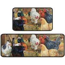 Farmhouse Rooster Kitchen Mats for Floor Set of 2,Anti Fatigue Mats for Kitchen Floor, Comfort Standing Chicken Kitchen Rugs and Mat, Non-Slip Cushioned Anti Fatigue Rug, 17 X 47 17 X 30