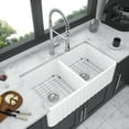 thumbnail image 5 of Undermount Kitchen Sink, White Farmhouse Sink - 33 x 18 x 10 Inch Kitchen Sink Apron Front Double Bowl 50/50 White Porcelain Ceramic Kitchen Farm Sink, White Stainless Steel Kitchen Sink, 5 of 9