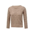 thumbnail image 3 of Seyurigaoka Women Faux Pearl Sweater Long Sleeve V-neck Knitted Pullover, 3 of 9