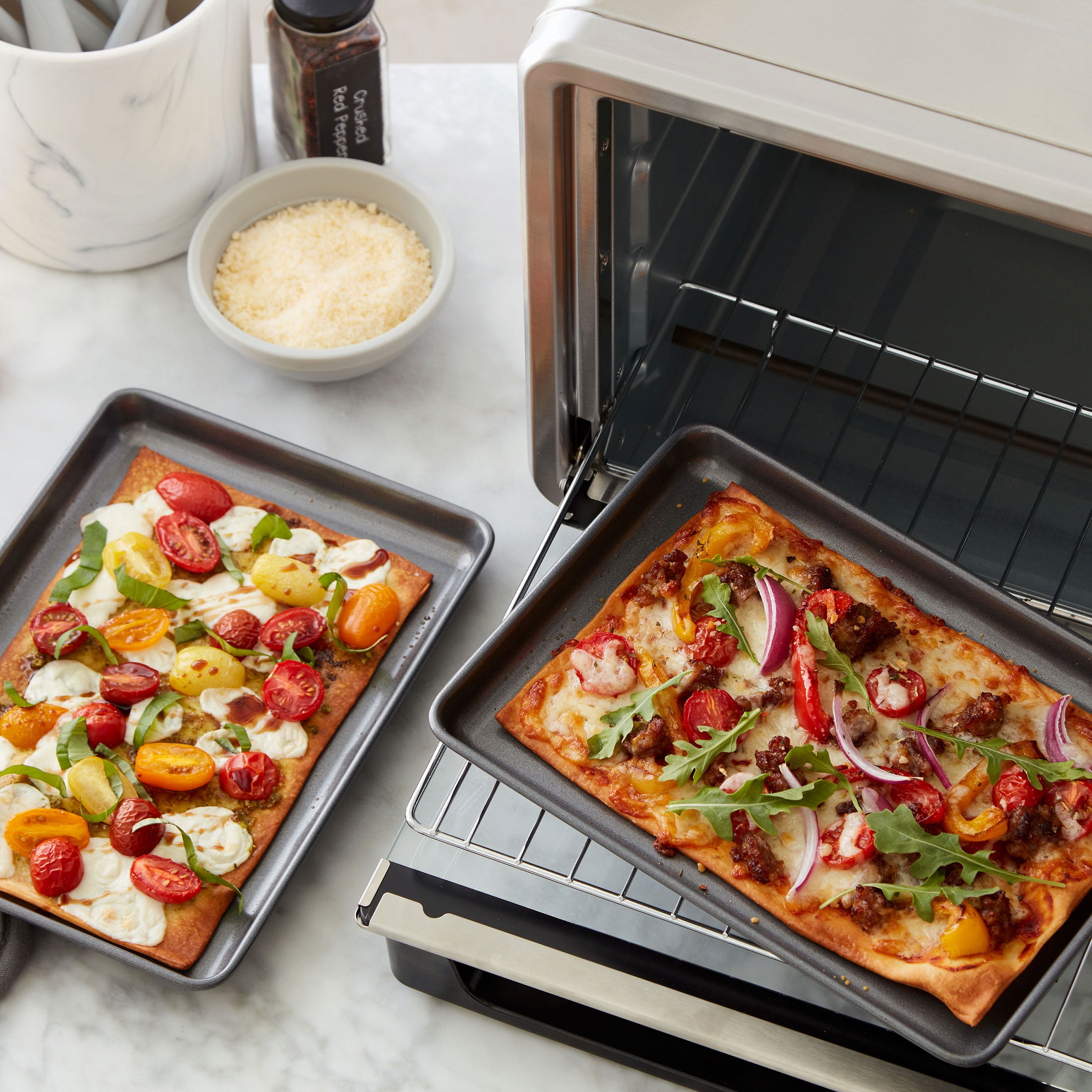 Wilton Ultra Toaster Oven Non-Stick Baking Pans Set, 7" x 10" Cookie Sheets, Carbon Steel, 2-Pack