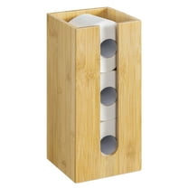 Navaris Bamboo Toilet Paper Storage - Narrow Free Standing Toilet Paper Holder Tower Organizer for Bathroom Restroom - Storage for 3 Toilet Rolls