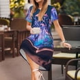 thumbnail image 3 of Haiem Book Glowing Mushrooms Pattern Women's Short-Sleeve Scoop Neck Swing Dress, 3 of 6