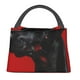 thumbnail image 1 of Easygdp Black Dog Red Background Bolsa de Almuerzo Insulada Reutilizable, Bolsa de Mano y Bandolera para Oficina, Trabajo, Viajes, 1 of 6
