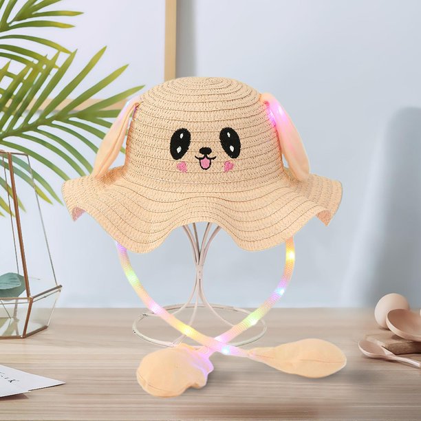Sombrero de para niños, sombrero de paja de verano de moda iluminado para fiesta de vocación del día del niño Color de la piel
