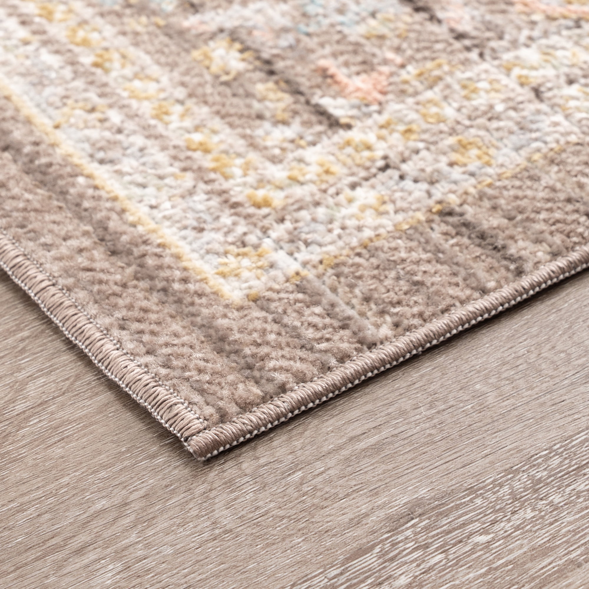 Crestwood Traditional Oriental 2'3'' x 7'7'' Brown and Aqua Polyester Indoor Runner Rug, 2'3'' x 7'7''