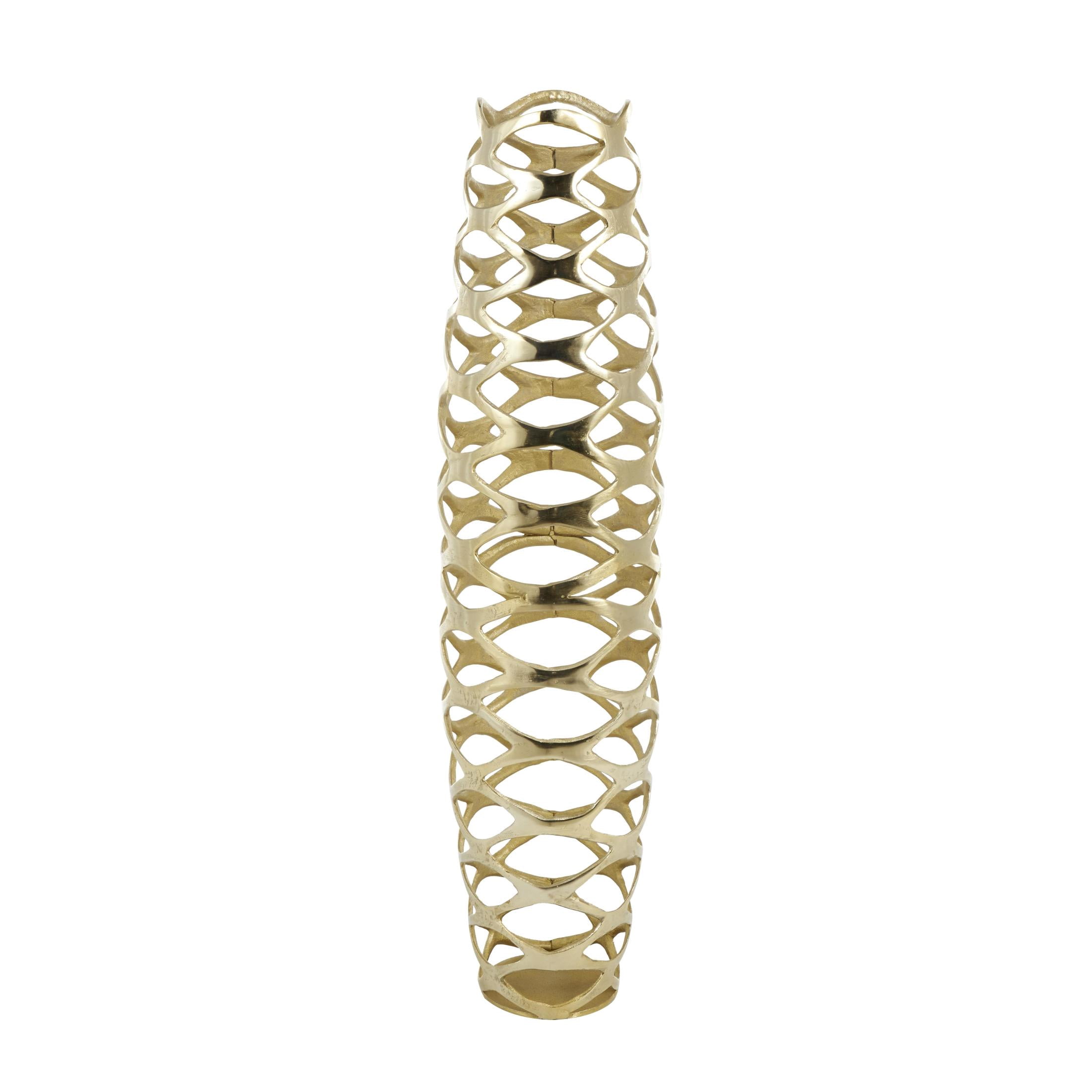 DecMode 39" Geometric Tall Cutout Gold Aluminum Metal Vase