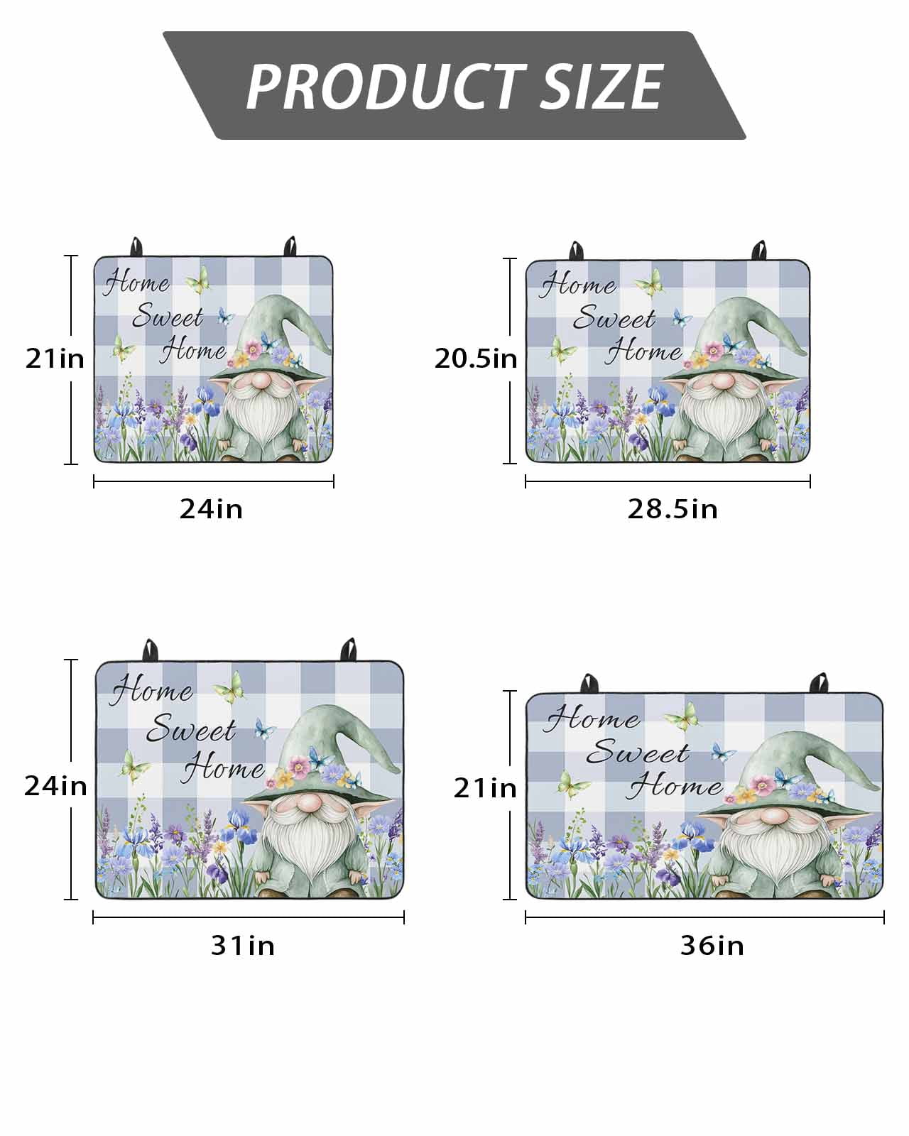 Stove Top Covers for Electric Stove 31x24 Inches, Spring Gnomes Heat Insulation Fireproof Glass Cooktop Protector, Botanical Flowers Purple Buffalo Plaid Countertop Stovetop Cover for Kitchen