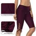 thumbnail image 4 of Women High Rise Swim Shorts Lace Up Long Board Shorts Swimsuit Bottoms Swim Capris, 4 of 6