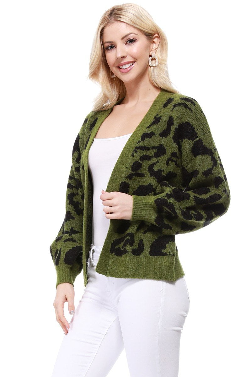chunky leopard print cardigan