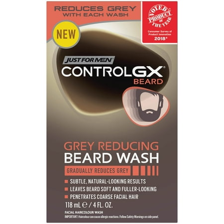 Just for Men Control GX, Grey Reducing Beard Wash and Conditioner that gradually reduces grey in facial hair, 4 Fluid Ounces.