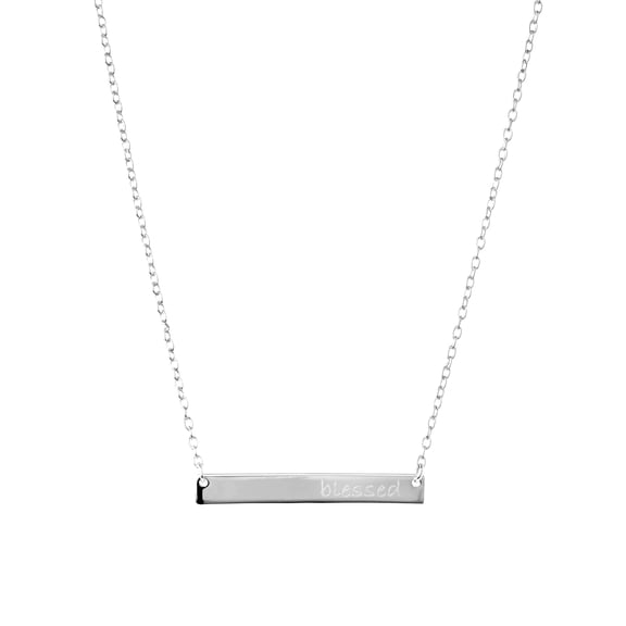 Marisol & Poppy Sterling Silver Blessed Bar Necklace For Women & Teens, 16" 2" Extender