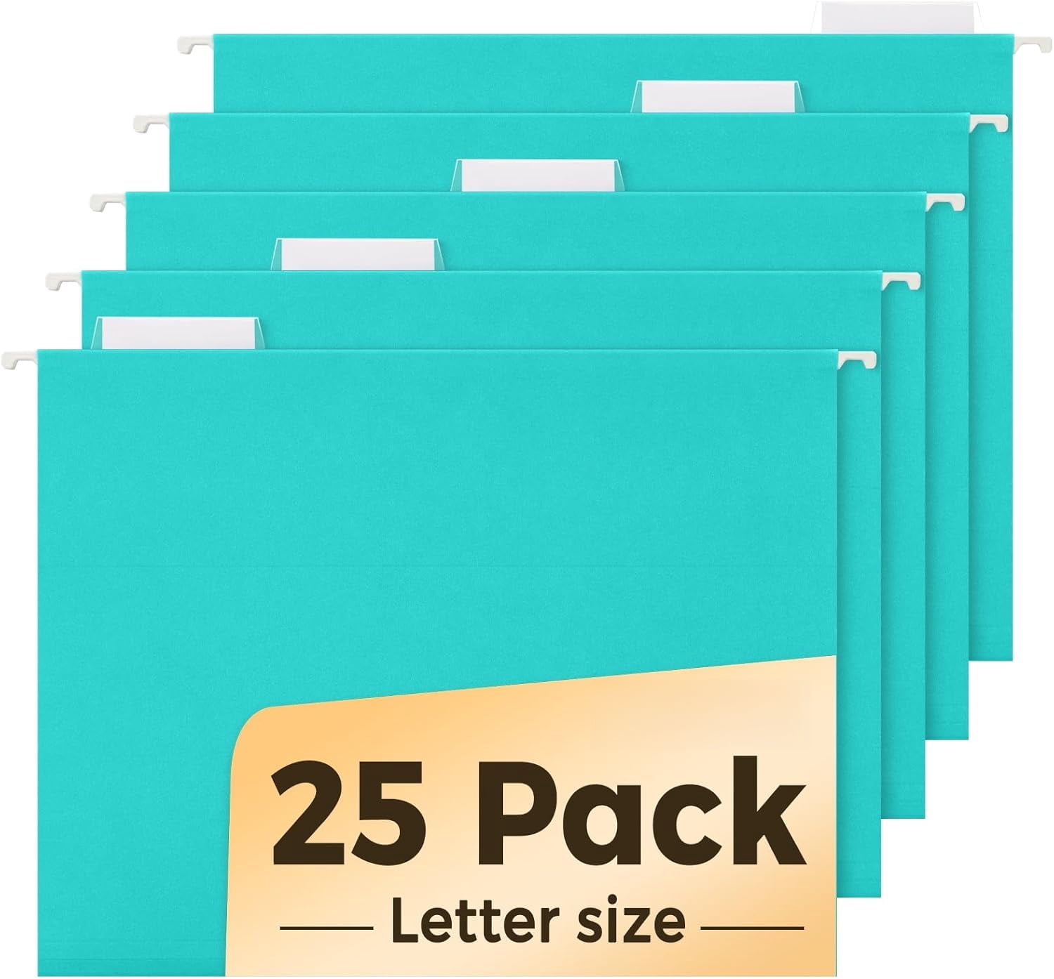 Hanging File Folders Teal, 25 Pack Letter Size File Folders with 1/5-cut Tabs, Stay Organized for Your Home and Office Bulk File and Documents