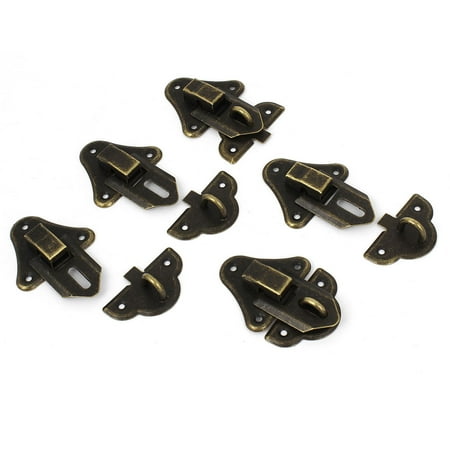 5PCS Metal Antique Style Latch Hasp Sets Bronze Tone w Screws for Wood Toolbox
