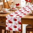 thumbnail image 5 of Red Roses Table Runner - 120 Inch Long Valentine's Day Flowers Love Stripes Pink Cotton and Linen Blended Dress Scarves Farmhouse Table Runner for Kitchen Dining, Coffee Table, 13" x 120", 5 of 8