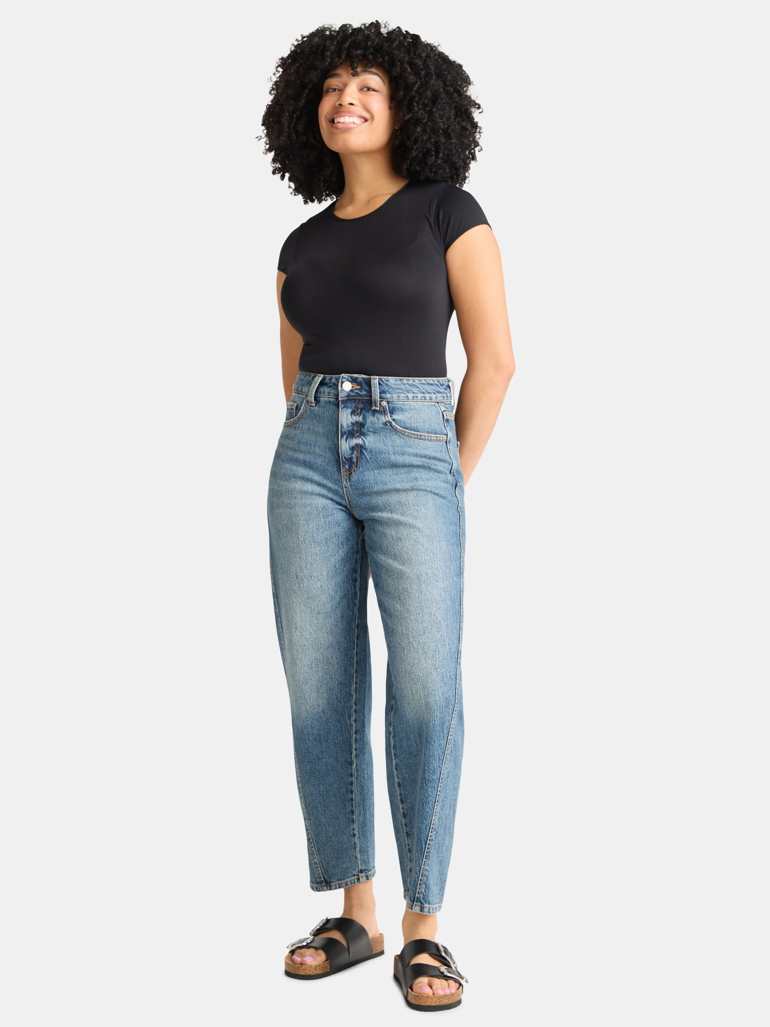 Time and Tru Women's High Rise Barrel Jean, 26.5" Inseam, sizes 2-20