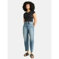 thumbnail image 2 of Time and Tru Women's High Rise Barrel Jean, 26.5" Inseam, sizes 2-20, 2 of 5